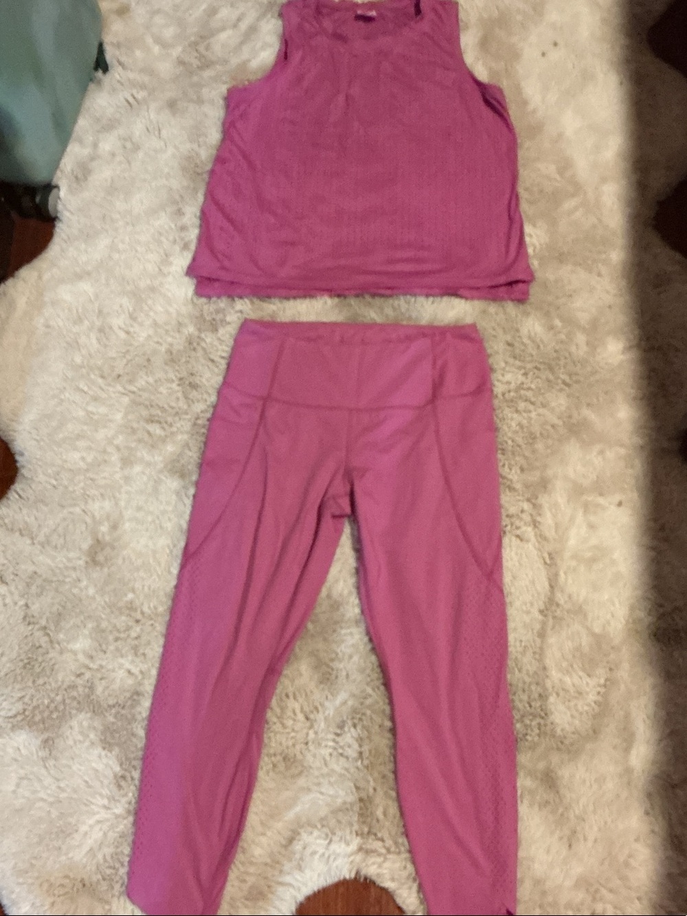 Women's Magenta High-Waist Workout Leggings and Tank Set